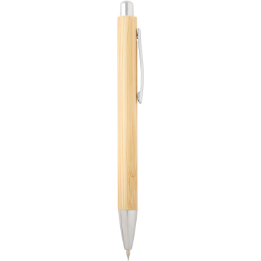 Logotrade corporate gift image of: Oblys bamboo ballpoint pen and mechanical pencil set (black ink)